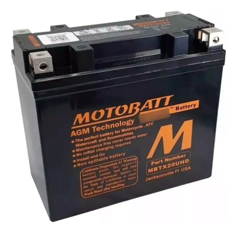 Bateria Moto Motobatt MBTX20UHD 12V 21Ah 320 CCA AGM Selada p/ Harley Davidson