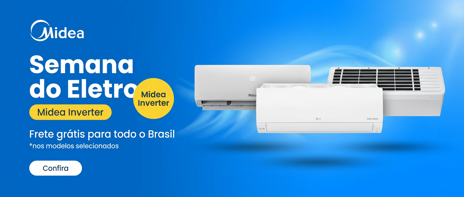 Ares-condicionados Midea Inverter na Semana do Eletro com frete grátis