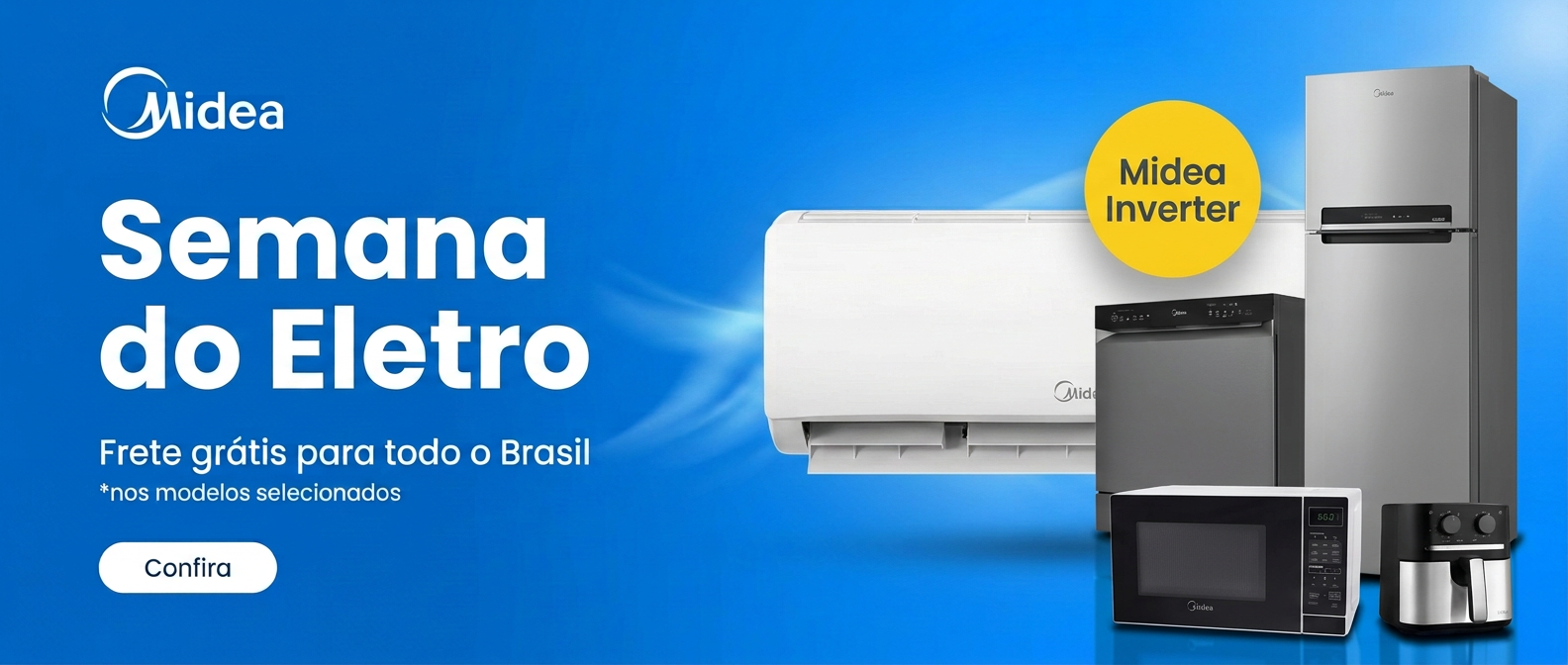Ares-condicionados Midea Inverter na Semana do Eletro com frete grátis